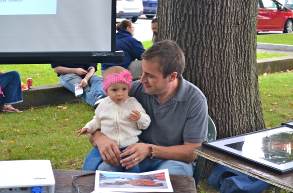 Josh Wiersma at our Fishues table w/ daughter Alba