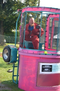 Kyle of Yankee Coop in the dunk tank